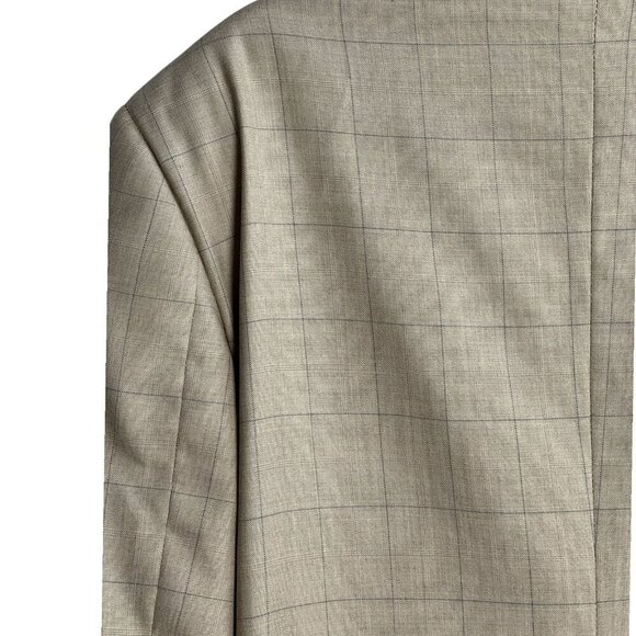 Vitarelli Italian Suit Blazer Jacket Checkered Blue Check on Tan Mens 44R *FLAW - Picture 7 of 11